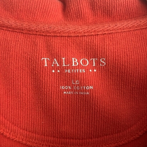 Talbots Orange Quarter-Zip Pullover 100% Cotton‎ Womans Size Large Petite - Picture 2 of 3
